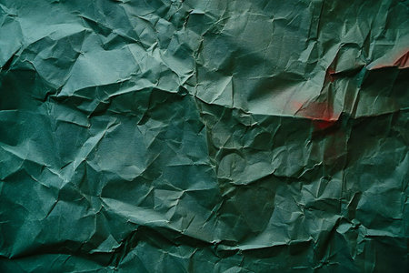 Crumpled sheet of green paper as a background. Texture.の素材