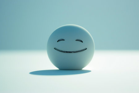 Smiling face on a white background.の素材