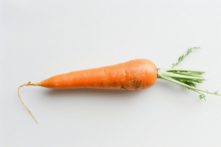 Carrot with green leaves on a white background. Isolated.の素材
