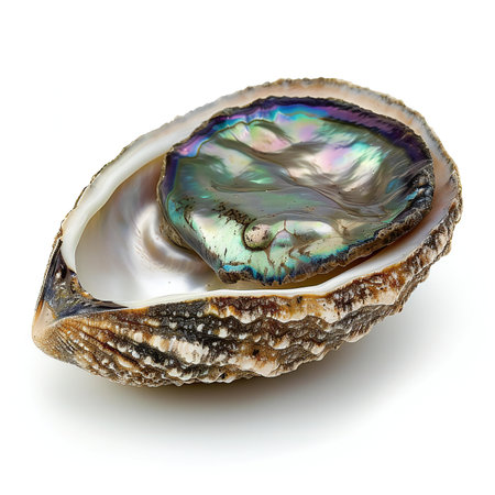 Oyster shell isolated on white background.の素材