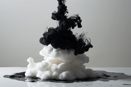 Black ink in water on a white background. Ink in water.の素材