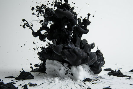 Black ink in water. Ink swirling in water. Ink in water.の素材
