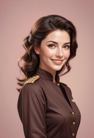 Portrait of beautiful brunette woman with makeup and hairstyle.の素材