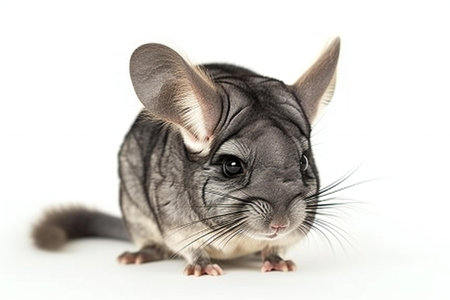 Chinchilla isolated on white background. Close-up. Studio shot.の素材
