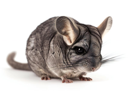 Gray chinchilla isolated on a white background. studio shot.の素材