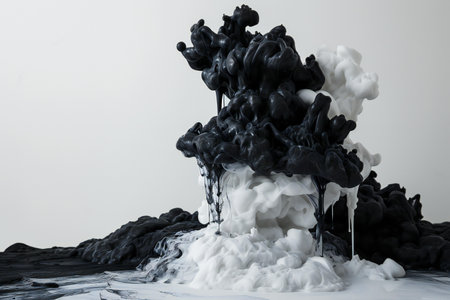 black and white ink in water, abstract backgroundの素材