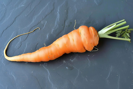 Carrot on black stone background. Healthy food concept. Copy space.の素材