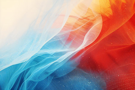abstract background with blue and red tulle, close-upの素材