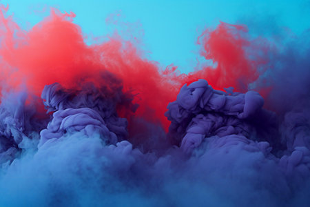 Abstract background of red and blue smoke in the form of an explosionの素材