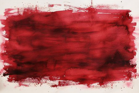 Abstract red watercolor painted background. Texture of strokes of colored paint.の素材