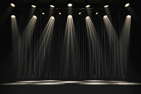 stage lighting effect with spotlights on the stage, theater stage backgroundの素材