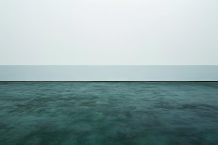 empty sea and blue sky in foggy day with space for textの素材