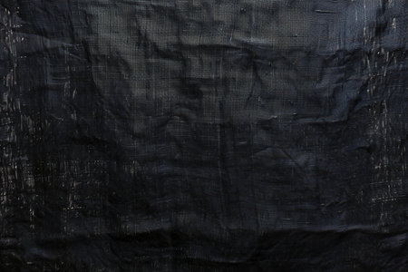 Black crumpled fabric texture. Abstract background and texture for design.の素材