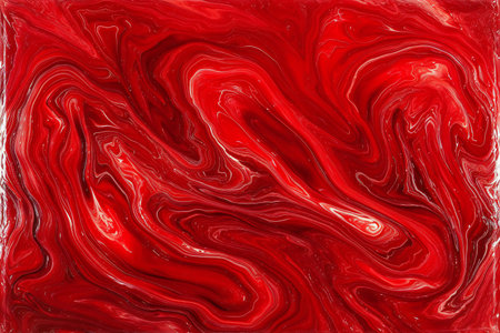 Red marbling pattern. Red marble liquid texture. Fluid art.の素材