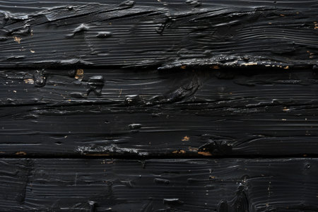 Black paint on a wooden wall. Texture of black paint on a wooden wall.の素材