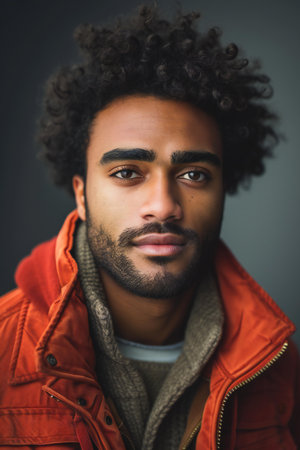 Portrait of a handsome african american man with curly hairの素材