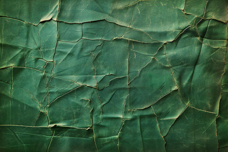 Texture of old green crumpled paper. Abstract background for design.の素材