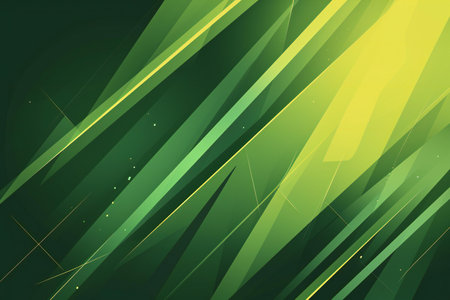 Abstract green background with lines and triangles.の素材