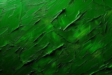 abstract green background with strokes of oil paint on canvas closeupの素材