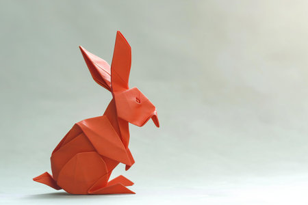 Paper origami rabbit isolated on white background, easter concept.の素材