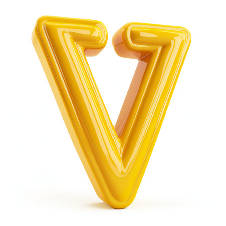 Yellow Letter V Isolated on White Background.の素材