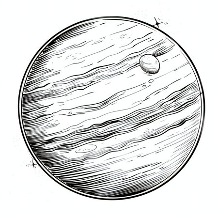 Vintage engraving illustration of a planet on a white backgroundの素材