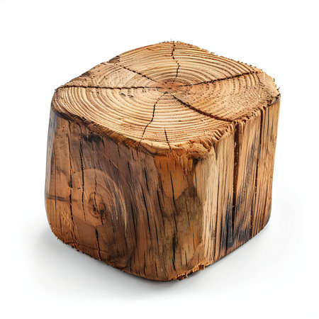 Wooden stump isolated on white background.の素材