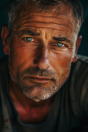 Portrait of an old man with grey hair and a beard.の素材