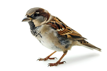 House Sparrow (Passer domesticus) isolated on a white backgroundの素材
