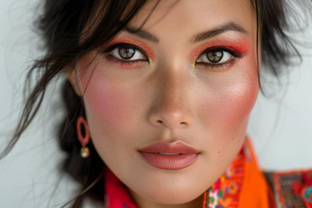 Portrait of a beautiful asian woman with bright make-upの素材