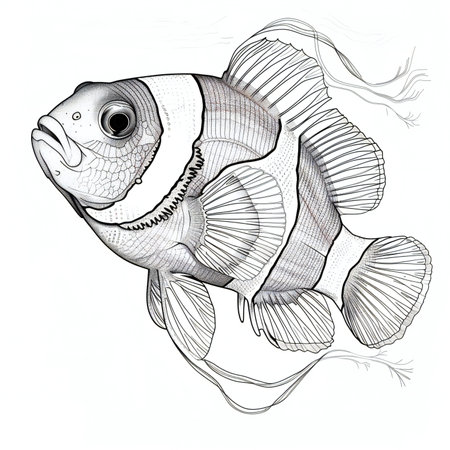 Tropical fish on a white background. Hand-drawn illustration.の素材