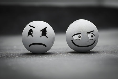 Eggs with a sad face. Sadness and depression concept.の素材