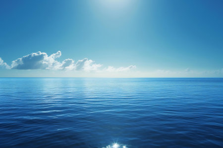 Blue sea and sky with clouds. Nature composition. Element of design.の素材