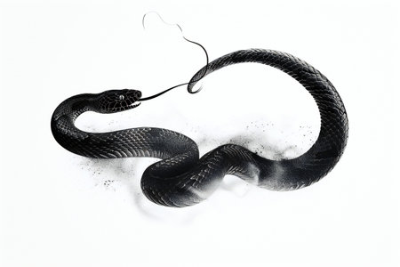 Black snake isolated on white background,の素材