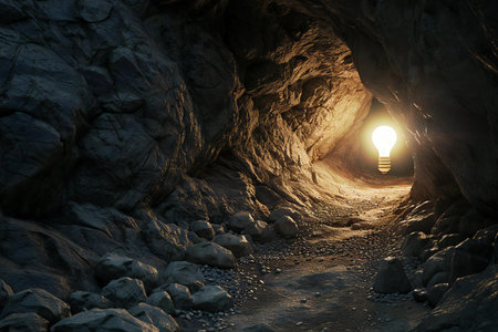 Light bulb inside a cave.の素材