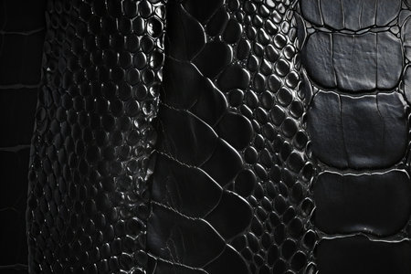 Black snake skin texture background close up. Black snake skin texture backgroundの素材