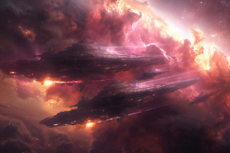 Fantasy alien planet in outer space.の素材
