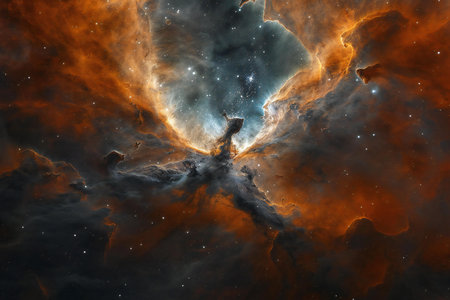 Nebula and galaxies in space.の素材