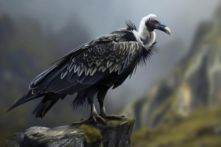 Griffon vulture, Gyps fulvus, single bird on rock, South Africaの素材