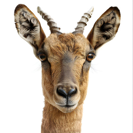 Portrait of a young antelope isolated on a white background.の素材