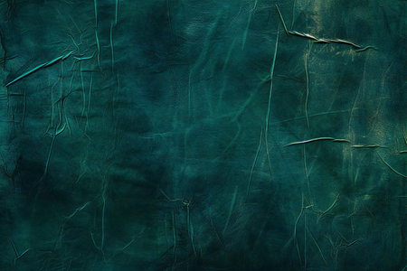 Green leather texture with scratches and cracks. Abstract background for design.の素材