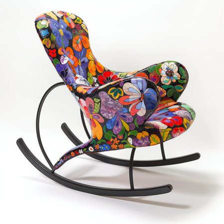 Colorful rocking chair isolated on white background.の素材