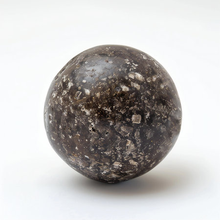 Black stone on a white background, isolate, close-up.の素材