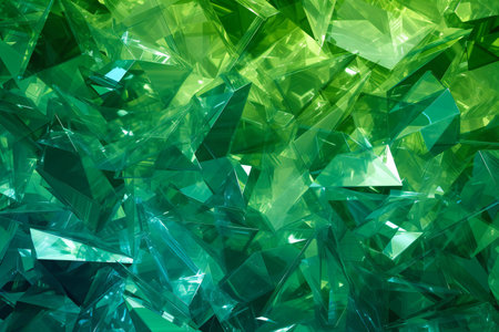 abstract background of glass shards in green tone.の素材