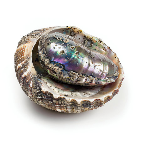 Oyster shell isolated on white background.の素材