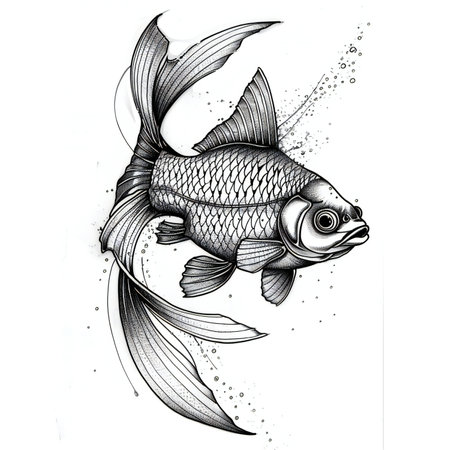Tattoo art fish, sketch for tattoo. Vector illustration.の素材