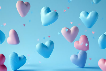 Valentine's day background with hearts. 3d rendering.の素材