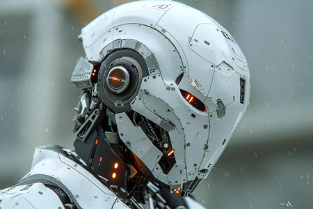 Close up shot of the artificial intelligence robot in Bangkok, Thailand.の素材