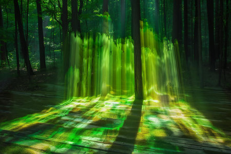 beautiful green forest in the morning, nature series, long exposureの素材