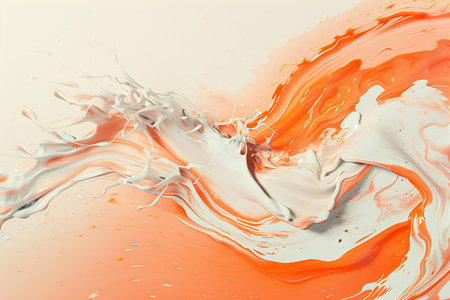 Abstract background of orange and white paint splashes. 3d renderの素材